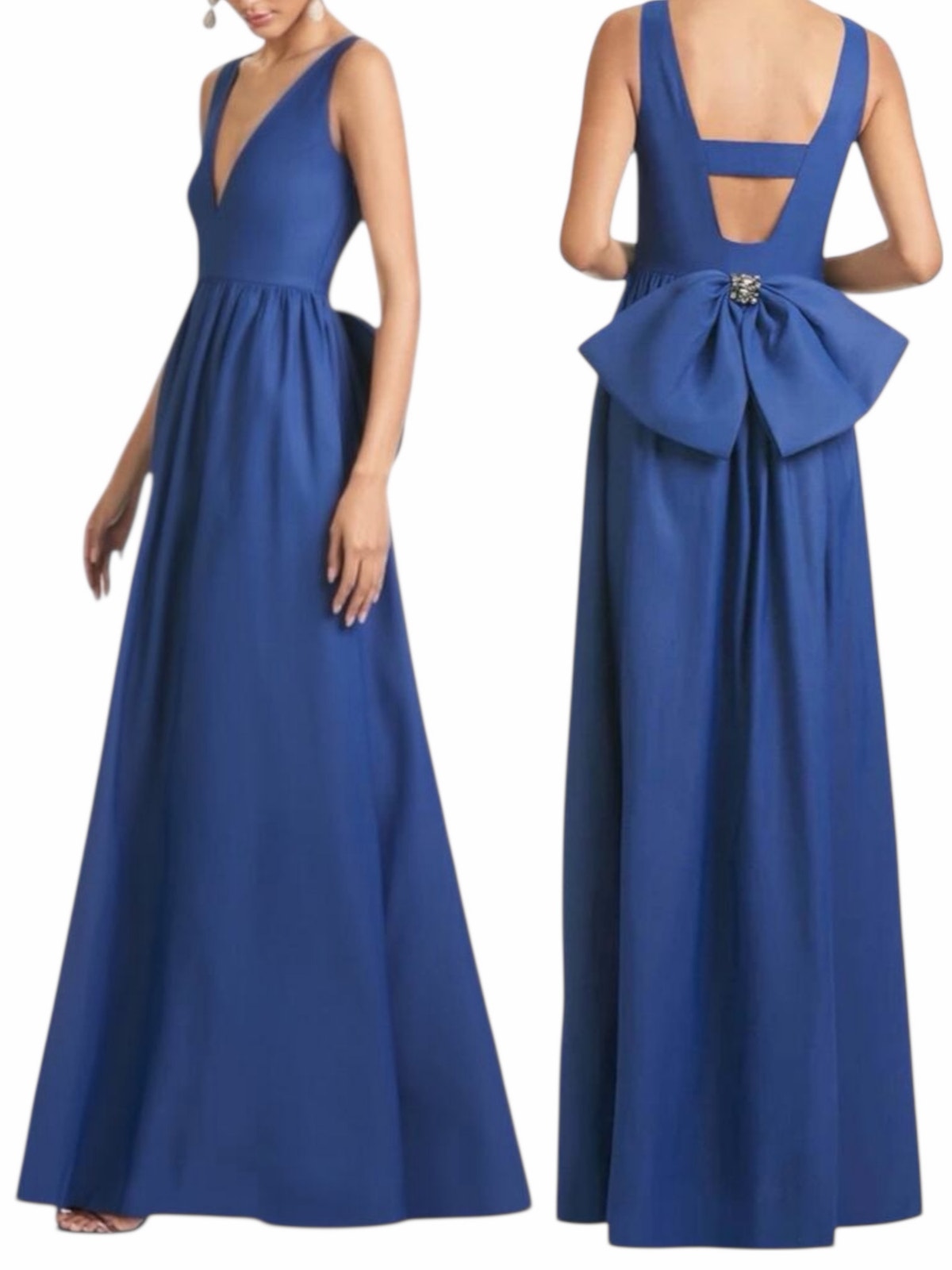 Sachin & Babi Katrina Gown Oversized Bow Back Midnight Blue Size 2